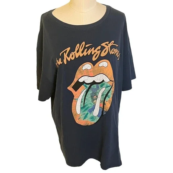 NWT Women's Navy Rolling Stones S/S Band Tee Size Large - Picture 9 of 9